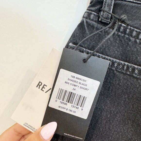 NWT Re/Done Denim 90s Comfy Jean Shorts Long Bermuda Summer Casual Black New 24 - Picture 5 of 10